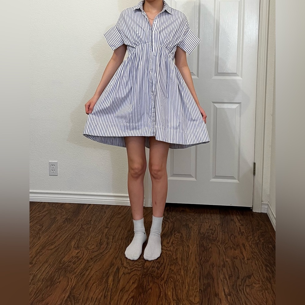Victoria Beckham Women’s Blue White Striped Baby Doll Summer Dress Size XS
